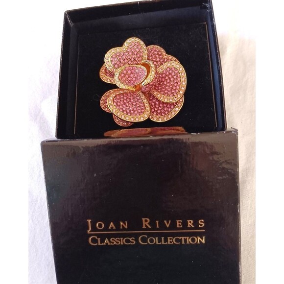 Vtg Joan Rivers Brooch Pink Pave Swarovski Crystals Flower Classics Collection - Picture 2 of 6